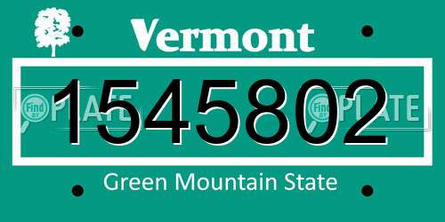 1545802 Vermont License Plate