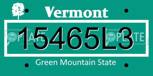 15465L3 Vermont License Plate