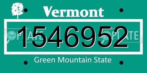 1546952 Vermont License Plate