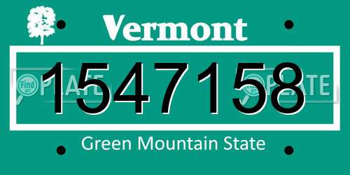 1547158 Vermont License Plate
