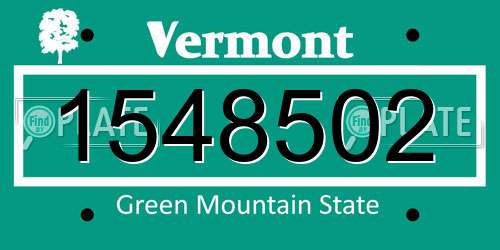 1548502 Vermont License Plate