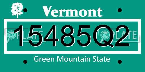15485Q2 Vermont License Plate