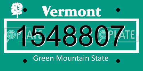 1548807 Vermont License Plate