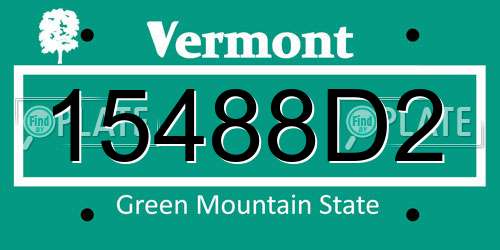 15488D2 Vermont License Plate