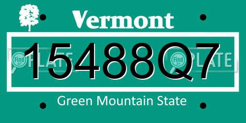 15488Q7 Vermont License Plate