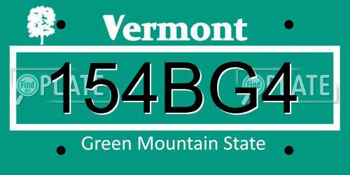 154BG4 Vermont License Plate