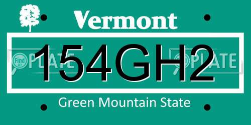 154GH2 Vermont License Plate
