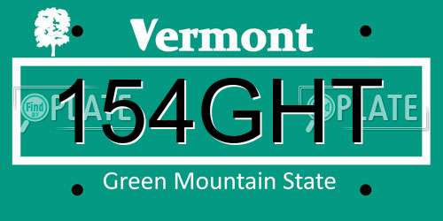 154GHT Vermont License Plate
