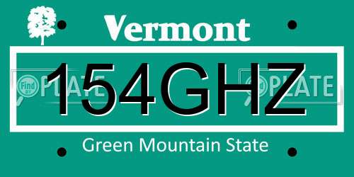 154GHZ Vermont License Plate