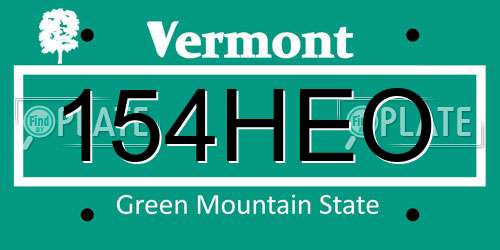 154HEO Vermont License Plate