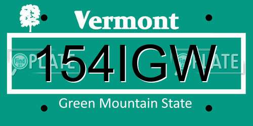 154IGW Vermont License Plate