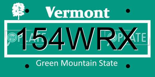154WRX Vermont License Plate