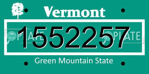 1552257 Vermont License Plate