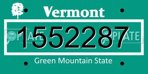1552287 Vermont License Plate