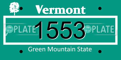 1553 Vermont License Plate