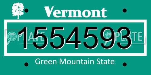 1554593 Vermont License Plate