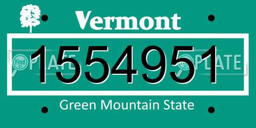 1554951 Vermont License Plate