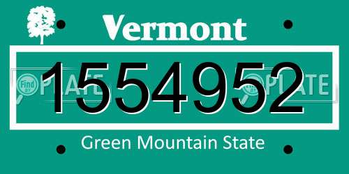 1554952 Vermont License Plate