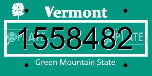 1558482 Vermont License Plate