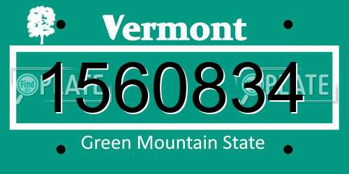 1560834 Vermont License Plate