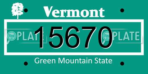 15670 Vermont License Plate
