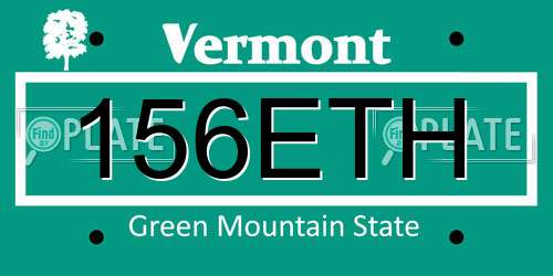 156ETH Vermont License Plate