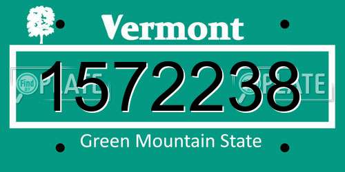1572238 Vermont License Plate