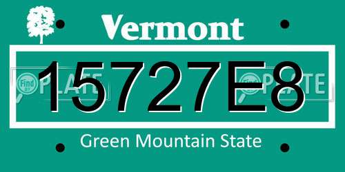 15727E8 Vermont License Plate