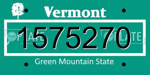 1575270 Vermont License Plate