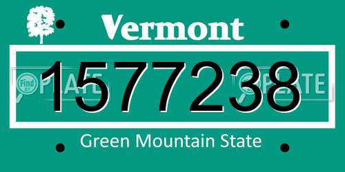 1577238 Vermont License Plate
