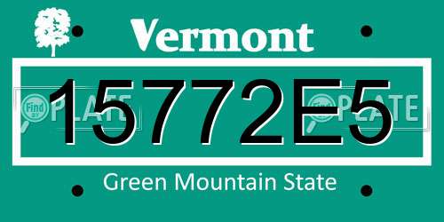 15772E5 Vermont License Plate