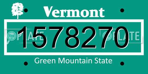 1578270 Vermont License Plate