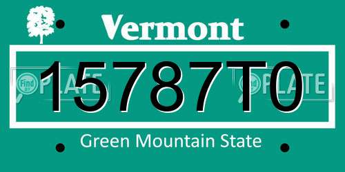 15787T0 Vermont License Plate