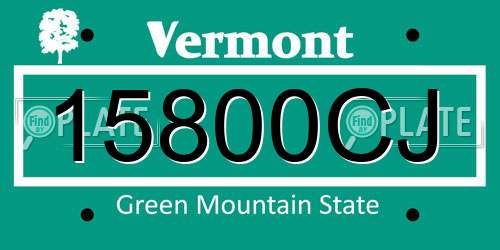 15800CJ Vermont License Plate