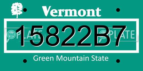 15822B7 Vermont License Plate
