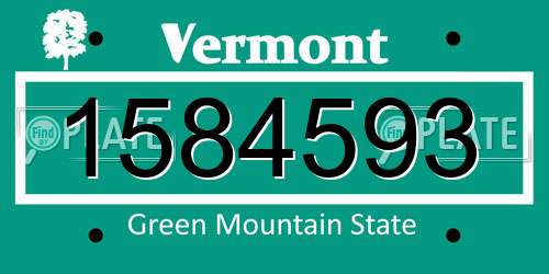 1584593 Vermont License Plate