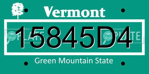 15845D4 Vermont License Plate