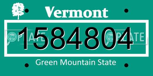 1584804 Vermont License Plate