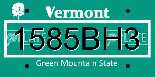 1585BH3 Vermont License Plate