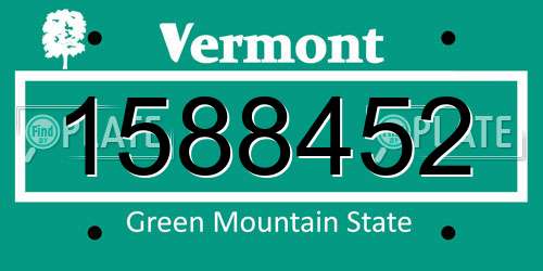 1588452 Vermont License Plate