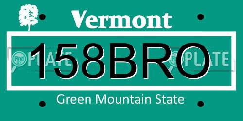 158BRO Vermont License Plate