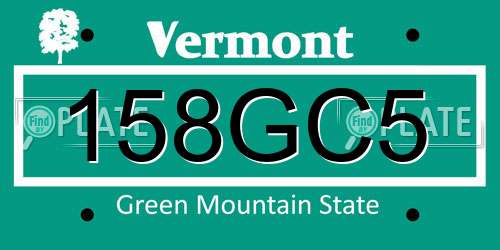 158GC5 Vermont License Plate
