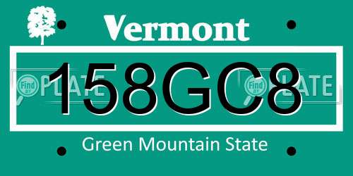 158GC8 Vermont License Plate