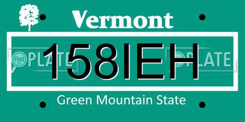 158IEH Vermont License Plate