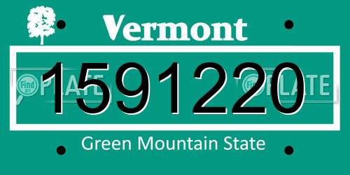 1591220 Vermont License Plate
