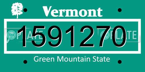 1591270 Vermont License Plate