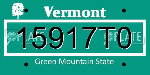 15917T0 Vermont License Plate