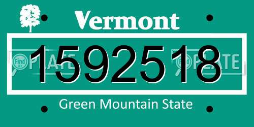 1592518 Vermont License Plate