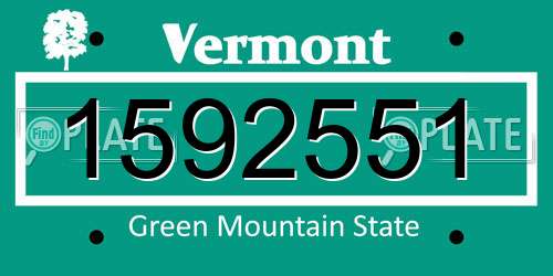 1592551 Vermont License Plate