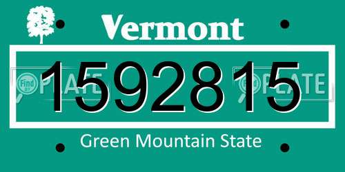 1592815 Vermont License Plate